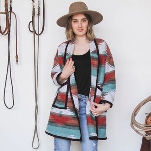 Wool Blend Cardigan Coat // Turquoise // NO POCKETS